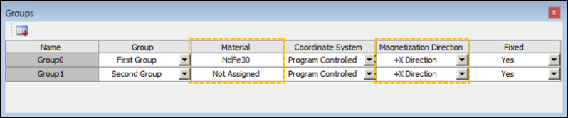 Setting up groups for magnetic modeling