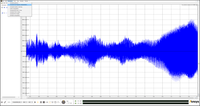 Signal displayed in Ansys Sound: Analysis and Specification