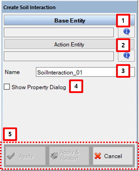 Soil Interaction entity creation dialog