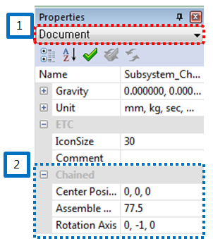 Modification through property window