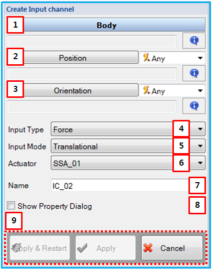 Input Channel creation dialog