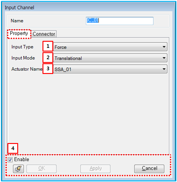 Input Channel property dialog