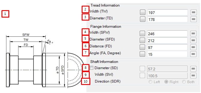 Profile tab in the Single Flange Roller property dialog