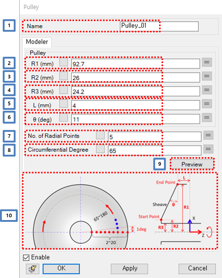 Pulley entity properties