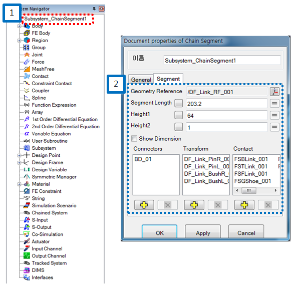 Modification through document property dialog