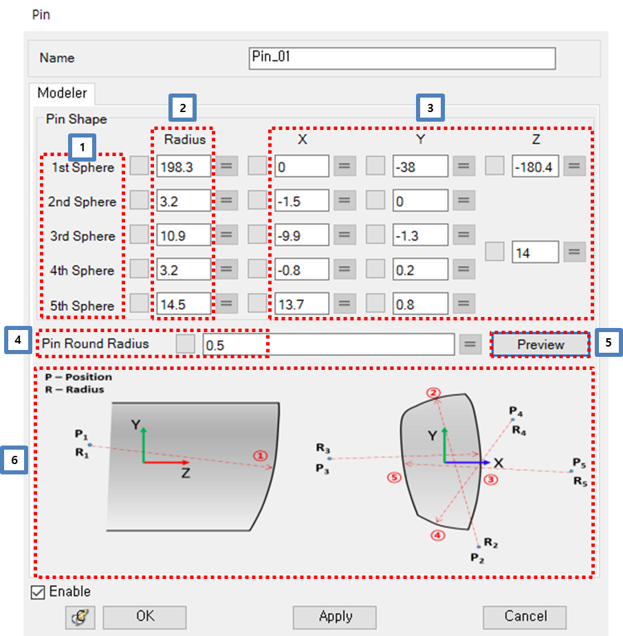 Pin entity properties