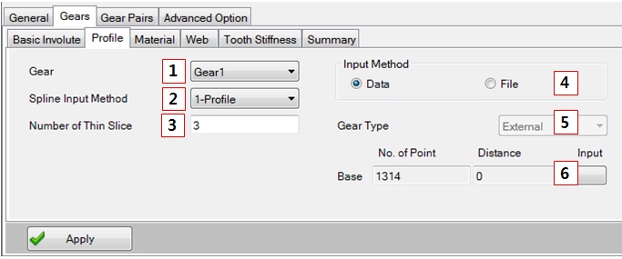 Profile tab for a Custom gear set