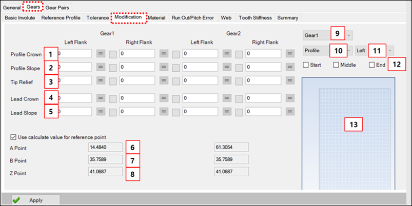Modification tab in designer