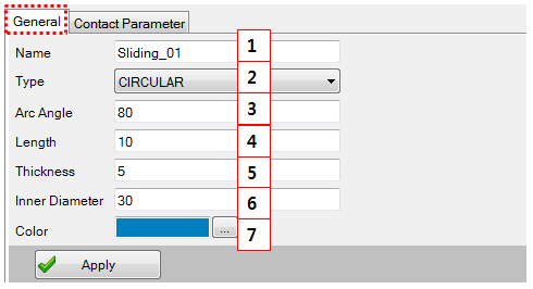 Sliding Bearing General tab