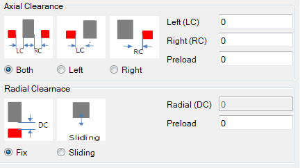 Axial clearance dialog