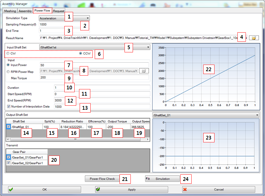 Assembly Manager Power Flow tab