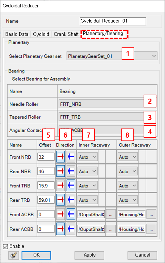 Cycloidal Reducer Planetary/Bearing tab