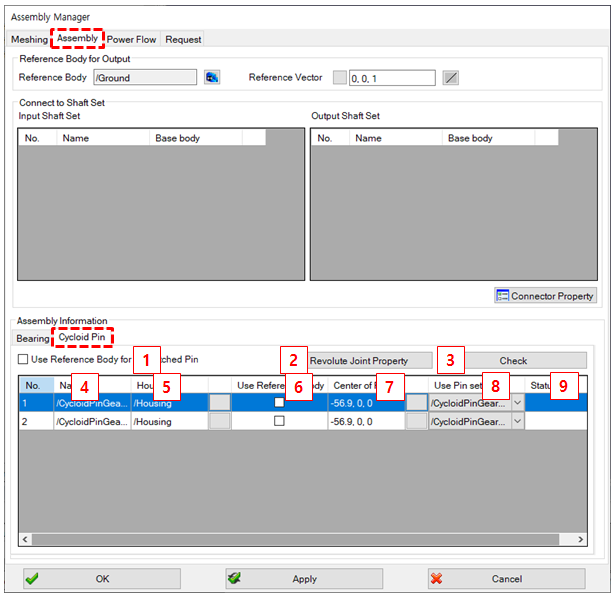 Cycloid pin setting in Assembly Manager