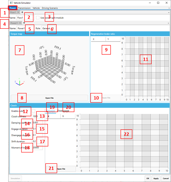 Vehicle Simulator Power tab