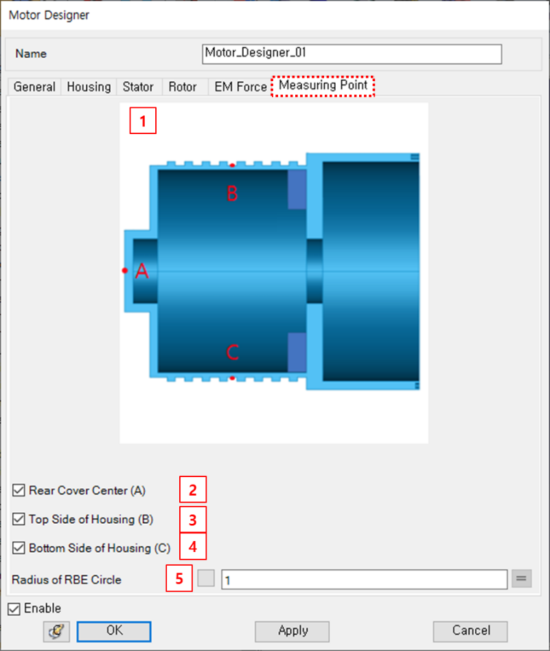 Measuring Point tab of Motor Designer (User Defined)