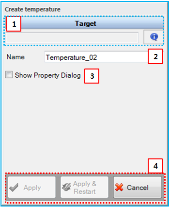 Temperature creation dialog