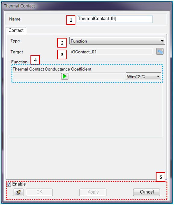 Thermal Contact property dialog