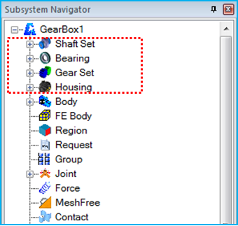 Location of drivetrain entities in the Subsystem Navigator