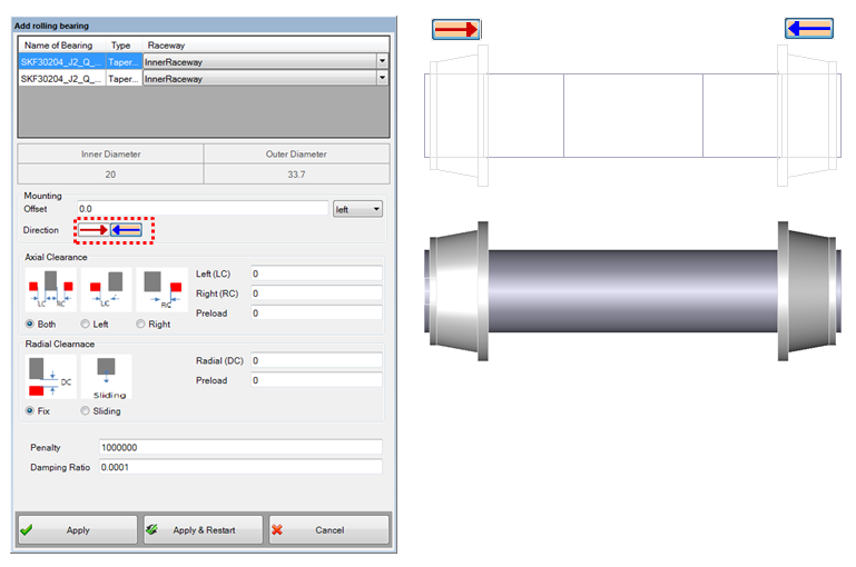 Add a tapered roller bearing to a Shaft Set.