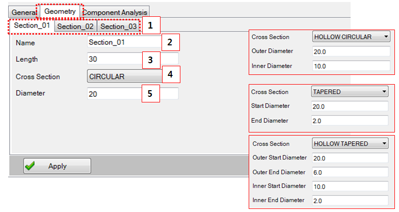 Simple Shaft Set Designer Geometry tab