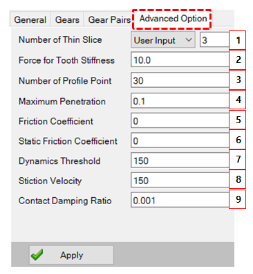 Advanced options for Internal (Cycloid), Custom and Double Pinion Planetary gear sets