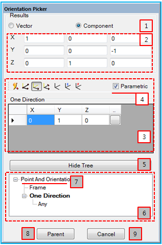 Orientation Picker properties dialog