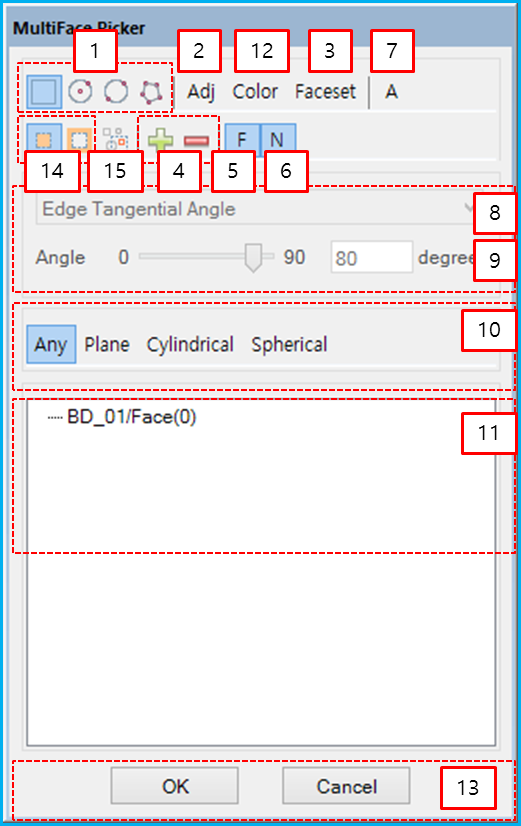 MultiFace Picker properties dialog