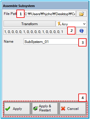 Assemble Subsystem dialog