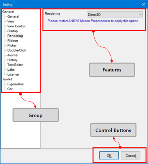 Setting dialog