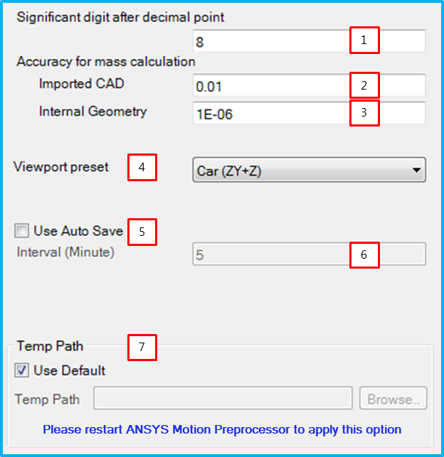 Description of Settings