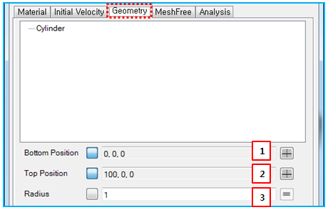 Geometry parameters for a Cylinder