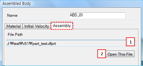 Assembly tab in the Assembled Body properties dialog