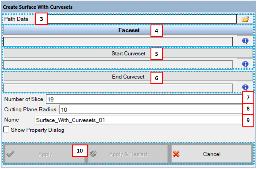 Create Surface With Curvesets dialog