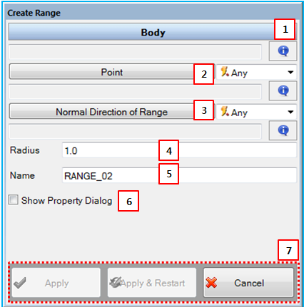 Create Range dialog