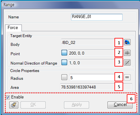 Range properties dialog