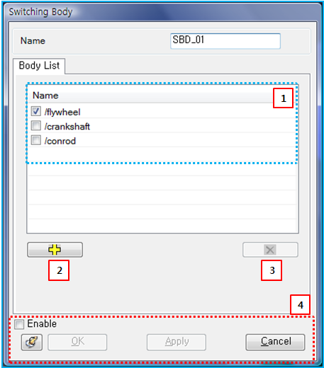 Switchable Body properties dialog