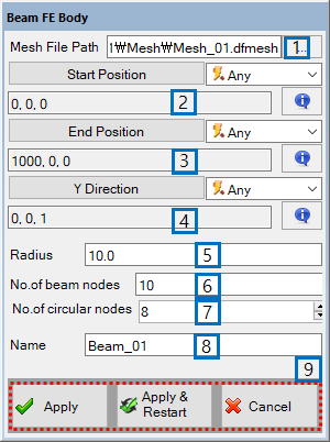 Beam FE Body dialog