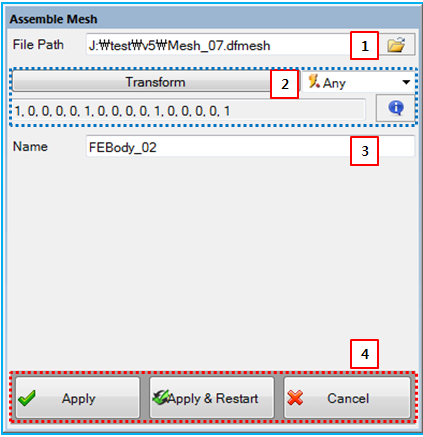 Assemble Mesh dialog (FE Body Asembly)