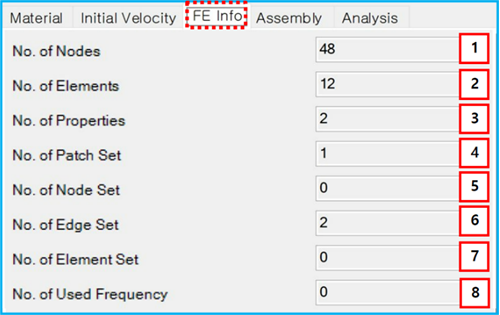 FE Info tab in the FE Body properties dialog