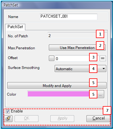 PatchSet properties dialog