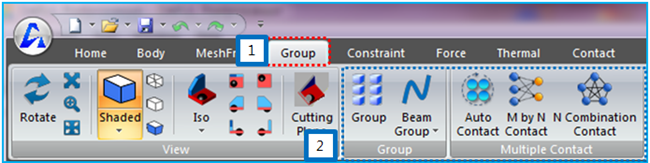 Group entities from ribbon menu