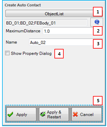 Creation dialog for Auto Contact