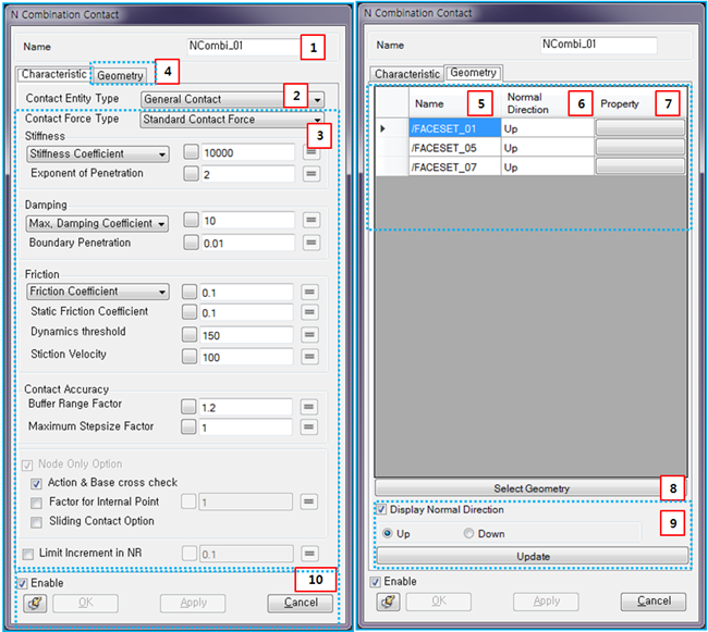 N Combination Contact property dialog