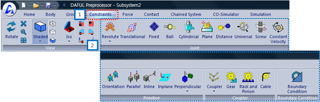 Constraint entities from the ribbon menu