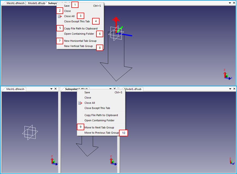 Description of the working window