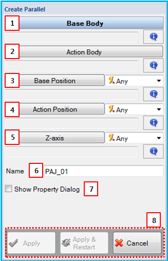 Parallel Primitive creation dialog