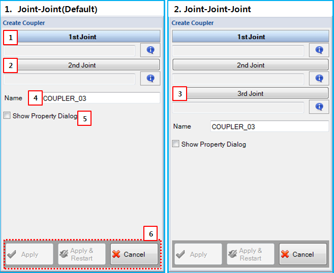 Coupler creation dialog