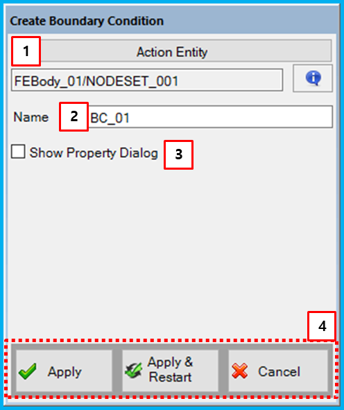 Boundary Condition creation dialog