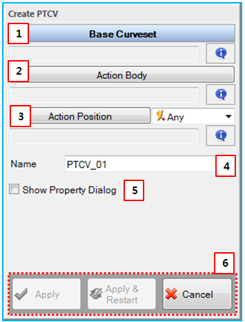 PTCV creation dialog