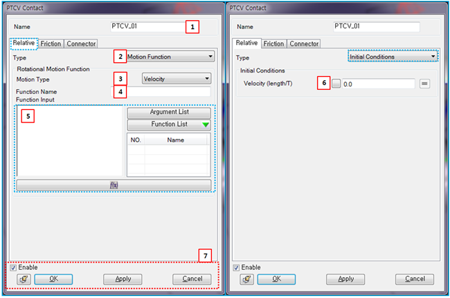 Relative tab in the PTCV property dialog